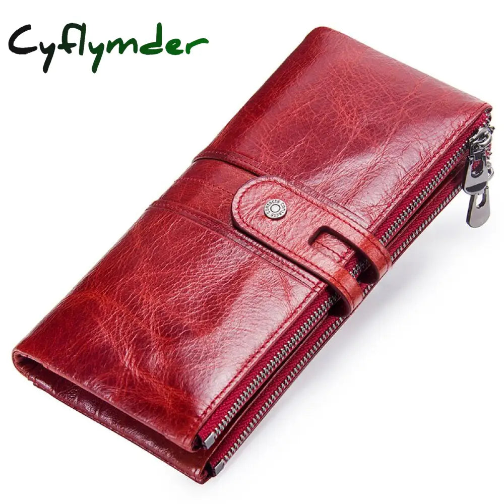 Cyflymder Long Wallet Women Genuine Leather Clutch Wallets Brand Design Hign Quality Fashion Card