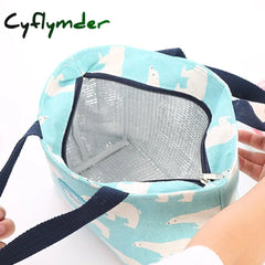 Cyflymder Lunch Bag For Women Funny Cartoon Kids Bento Cooler Bags Flamingo Thermal Breakfast Food