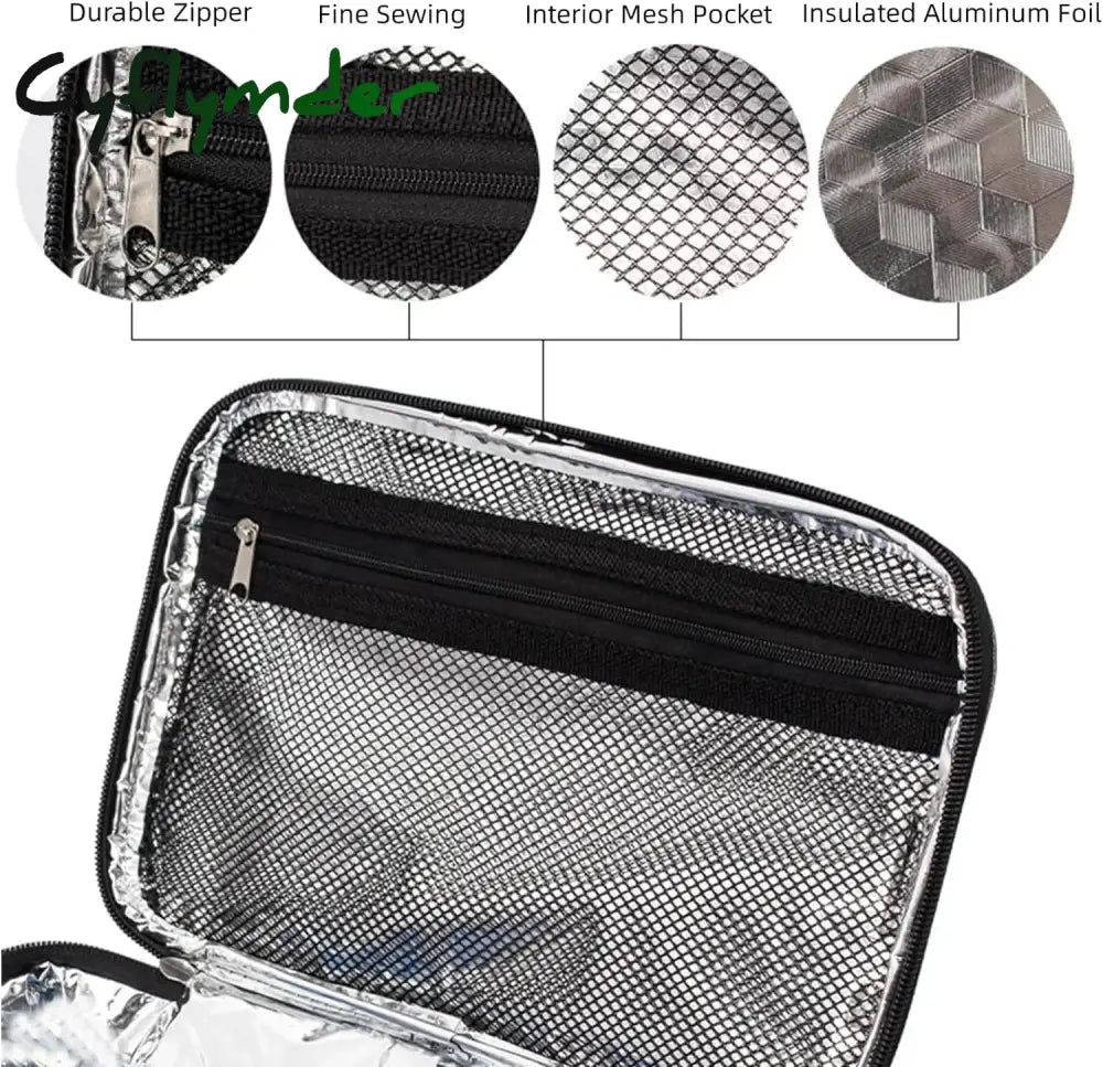 Cyflymder Lunch Bag For Women Men Small Thermal Box Insulated Portable Cooler Snack Work Picnic Blak