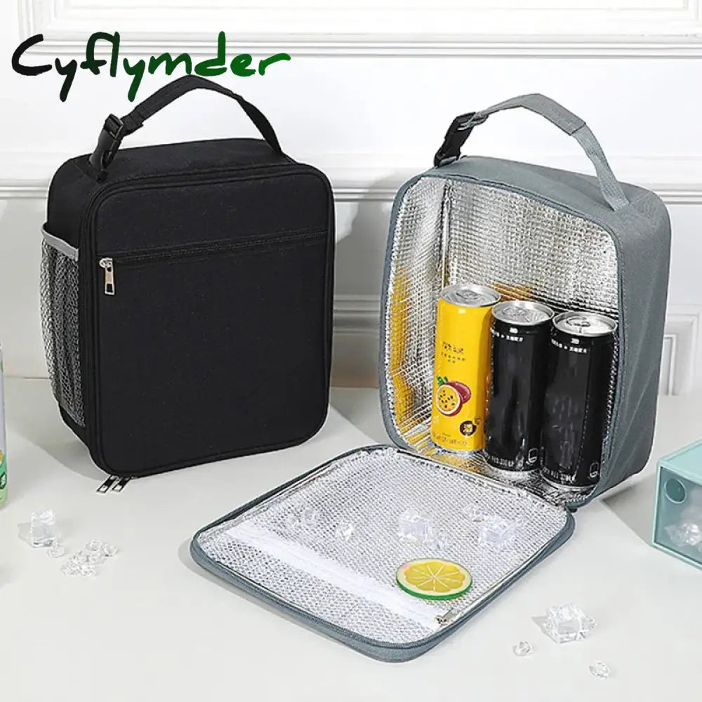 Cyflymder Lunch Bag Tote Portable Insulated Box Canvas Thermal Cold Food Container School Picnic