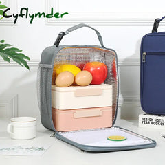 Cyflymder Lunch Bag Tote Portable Insulated Box Canvas Thermal Cold Food Container School Picnic