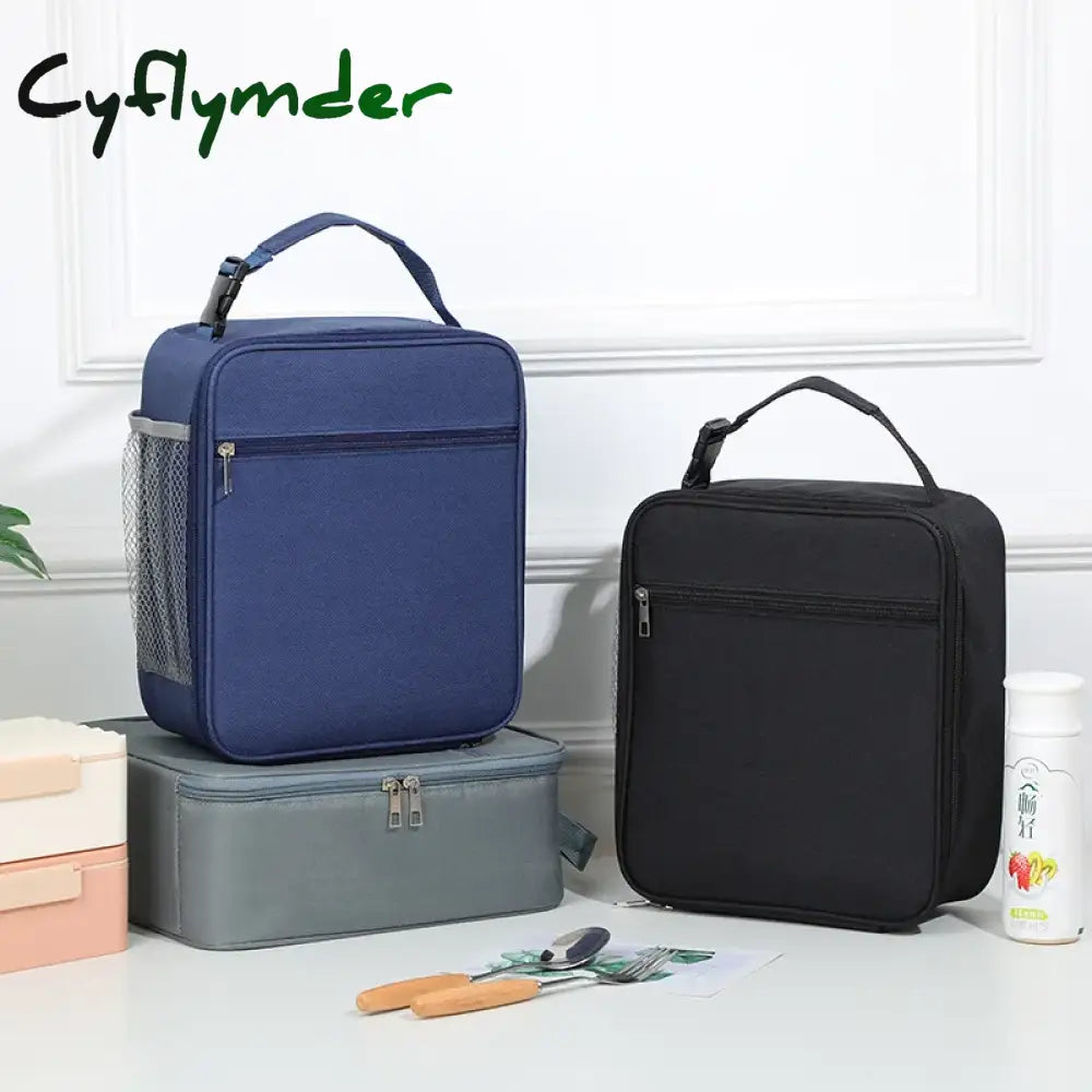 Cyflymder Lunch Bag Tote Portable Insulated Box Canvas Thermal Cold Food Container School Picnic