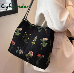 Cyflymder Luxury Brand Large Flowers Tote Bag New High-Quality Fabric Women’s Designer Handbag