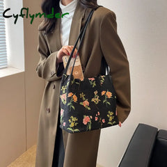 Cyflymder Luxury Brand Large Flowers Tote Bag New High-Quality Fabric Women’s Designer Handbag