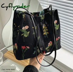 Cyflymder Luxury Brand Large Flowers Tote Bag New High-Quality Fabric Women’s Designer Handbag