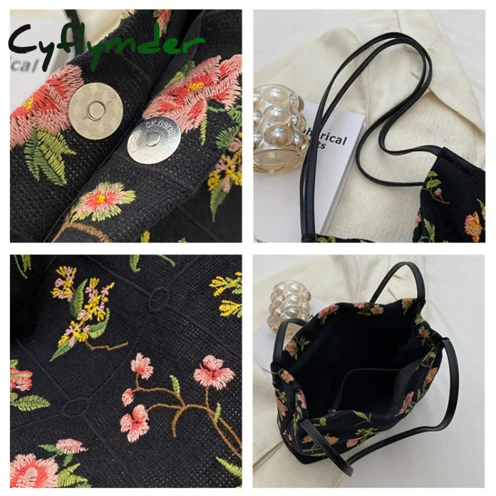 Cyflymder Luxury Brand Large Flowers Tote Bag New High-Quality Fabric Women’s Designer Handbag