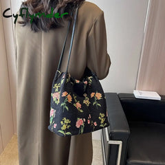 Cyflymder Luxury Brand Large Flowers Tote Bag New High-Quality Fabric Women’s Designer Handbag