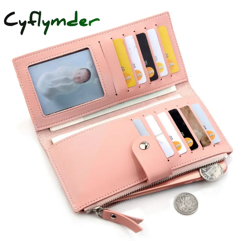 Cyflymder Luxury Brand Women Wallets Long Fashion Fastener Hasp Pu Leather Wallet Female Purse