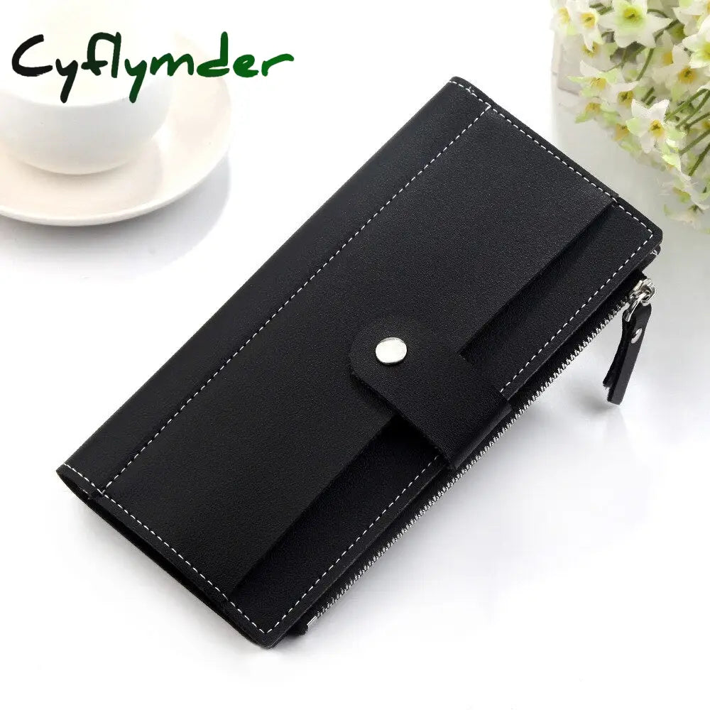 Cyflymder Luxury Brand Women Wallets Long Fashion Fastener Hasp Pu Leather Wallet Female Purse