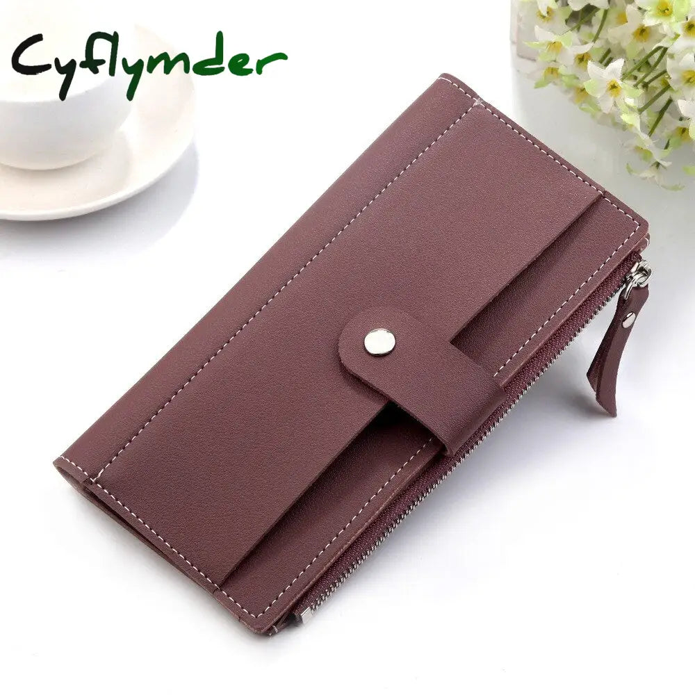 Cyflymder Luxury Brand Women Wallets Long Fashion Fastener Hasp Pu Leather Wallet Female Purse