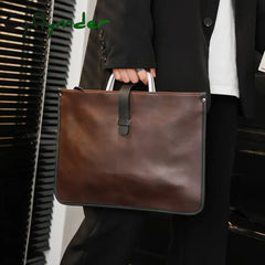 Cyflymder Luxury Business Briefcase Male High-Quality Crazy Horse Leather Crossbody Shoulder Bag