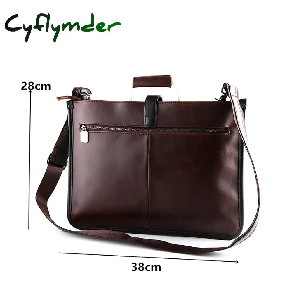 Cyflymder Luxury Business Briefcase Male High-Quality Crazy Horse Leather Crossbody Shoulder Bag