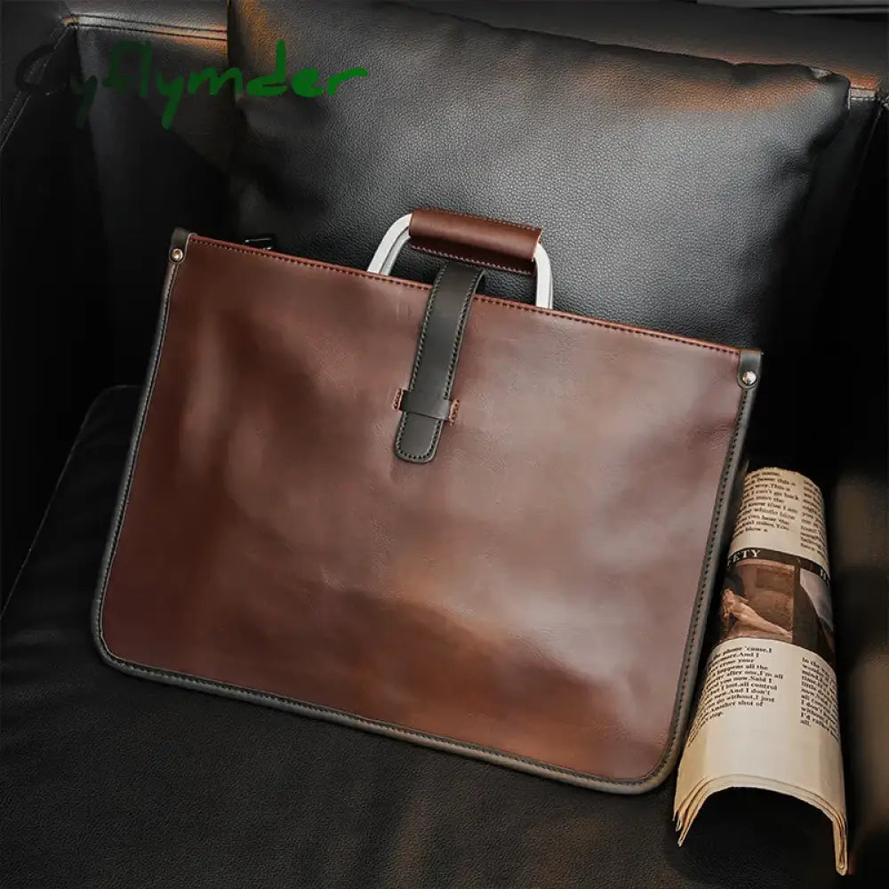 Cyflymder Luxury Business Briefcase Male High-Quality Crazy Horse Leather Crossbody Shoulder Bag