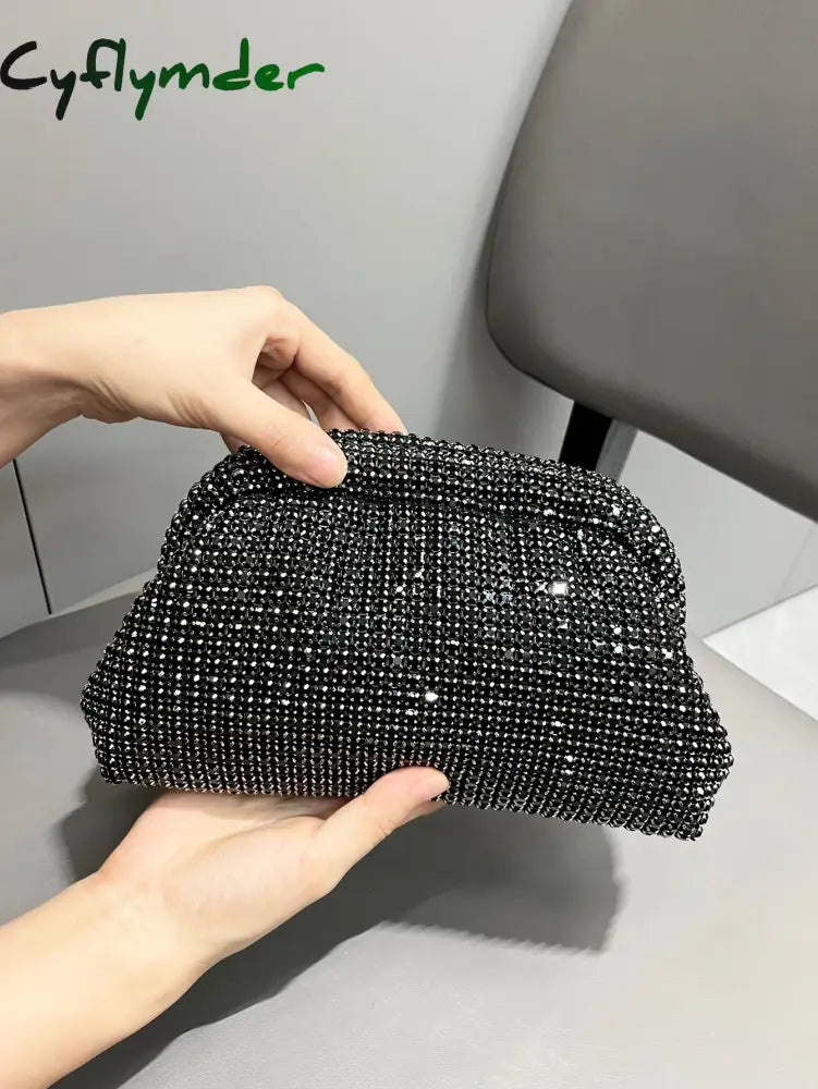 Cyflymder Luxury Designer Rhinestones Clutch Purse Bag For Women Handle Bag Shoulder Evening Banquet