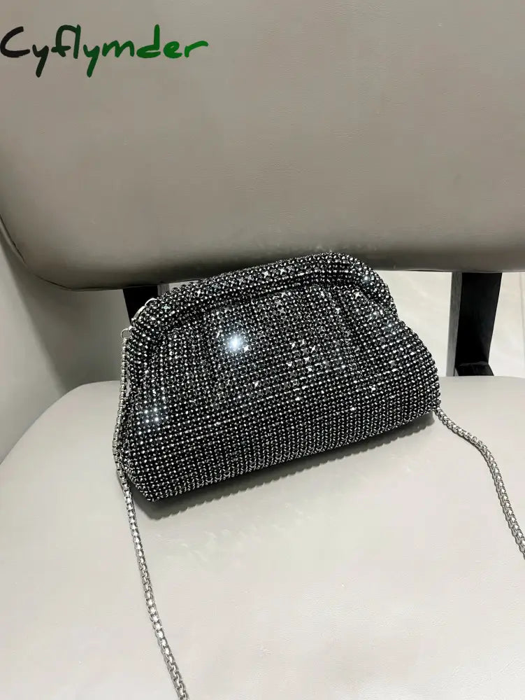 Cyflymder Luxury Designer Rhinestones Clutch Purse Bag For Women Handle Bag Shoulder Evening Banquet