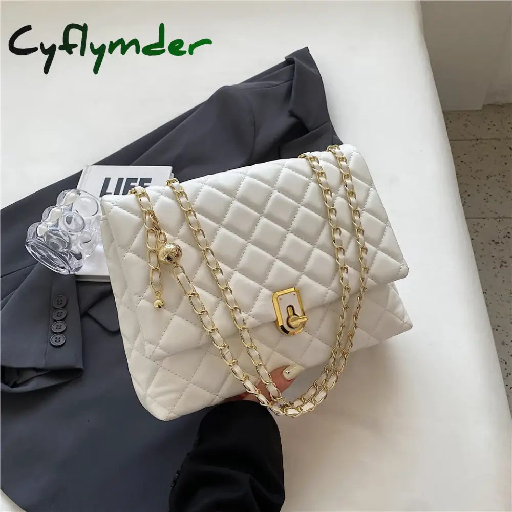 Quilted PU Leather Double Chain Shoulder Bags For Women 2024 Trend Designer Crossbody Flap Ladies Handbags And Purses