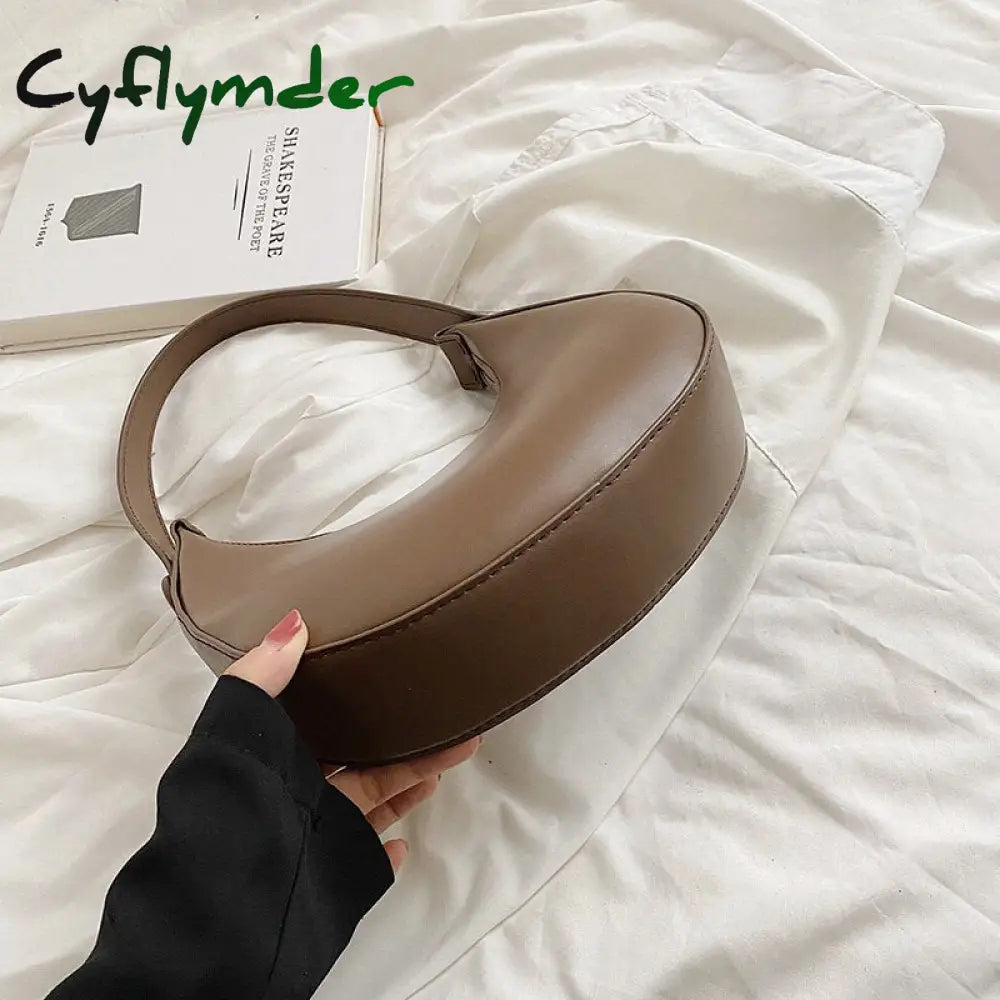 Cyflymder Luxury Designer Women’s Shoulder Bags Half Moon Single Handbag Female Pu Leather