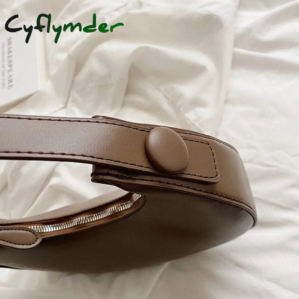 Cyflymder Luxury Designer Women’s Shoulder Bags Half Moon Single Handbag Female Pu Leather