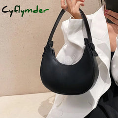 Cyflymder Luxury Designer Women’s Shoulder Bags Half Moon Single Handbag Female Pu Leather