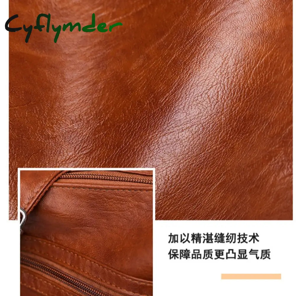 Cyflymder Luxury Pu Leather Messenger Bag Vintage Women Hand Large Soft Casual Hobo Handbag Female