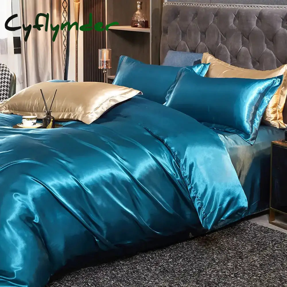 Cyflymder Luxury Rayon Satin Bedding Set Duvet Cover Set Single Double King Size Bedding Kit 2pcs/3pcs/4pcs Bed Cover