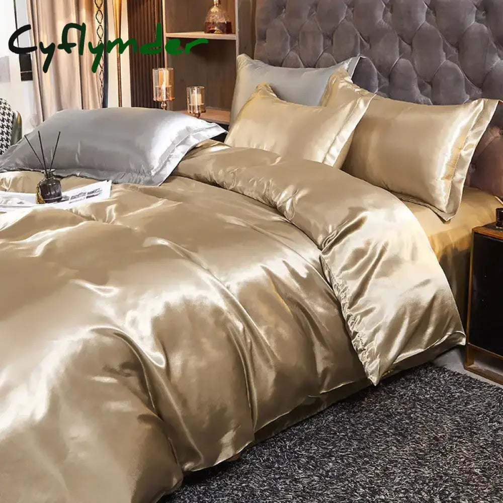 Cyflymder Luxury Rayon Satin Bedding Set Duvet Cover Set Single Double King Size Bedding Kit 2pcs/3pcs/4pcs Bed Cover