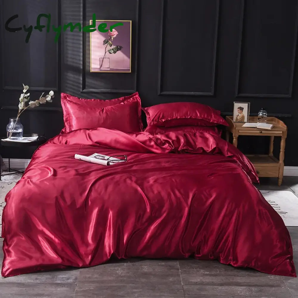 Cyflymder Luxury Rayon Satin Bedding Set Duvet Cover Set Single Double King Size Bedding Kit 2pcs/3pcs/4pcs Bed Cover