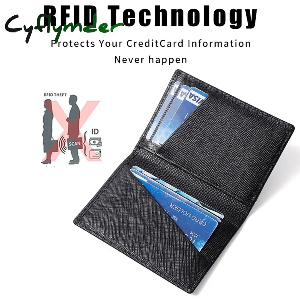 Cyflymder Luxury Rfid Bifold Small Card Wallet For Men Contrast Color Slim Cross Pattern Genuine