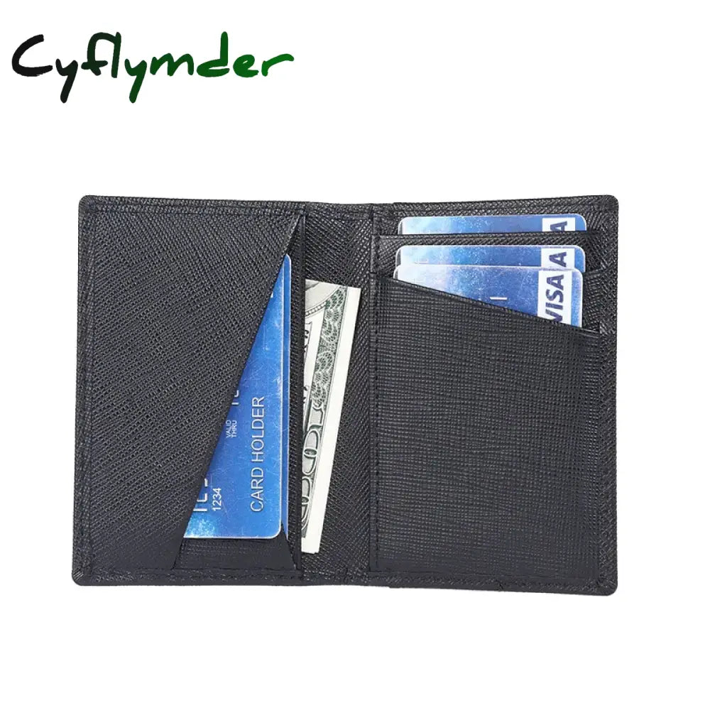 Cyflymder Luxury Rfid Bifold Small Card Wallet For Men Contrast Color Slim Cross Pattern Genuine