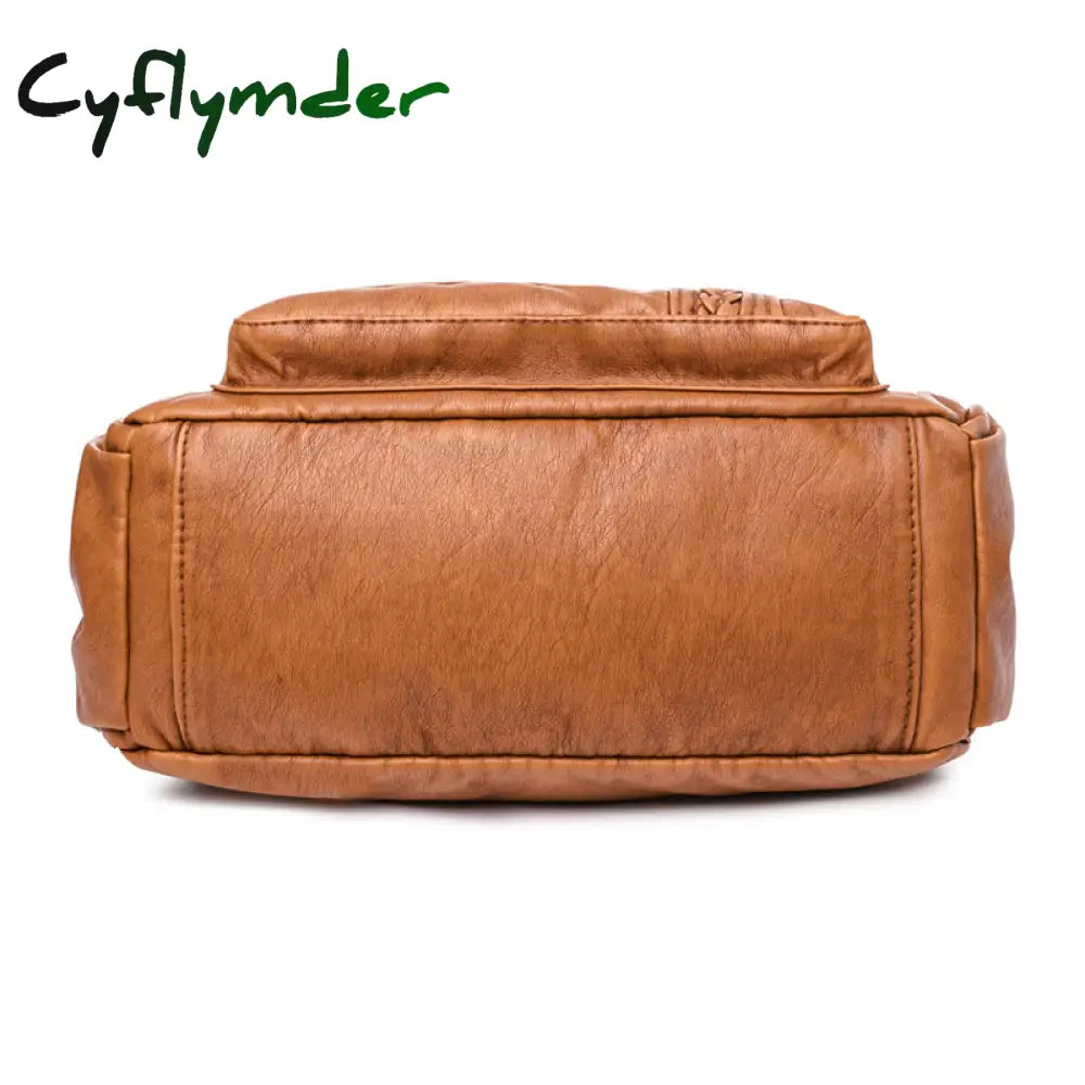 Cyflymder Luxury Shoulder Bags For Women Vintage Messenger Bag Soft Pu Leather Crossbody Brown