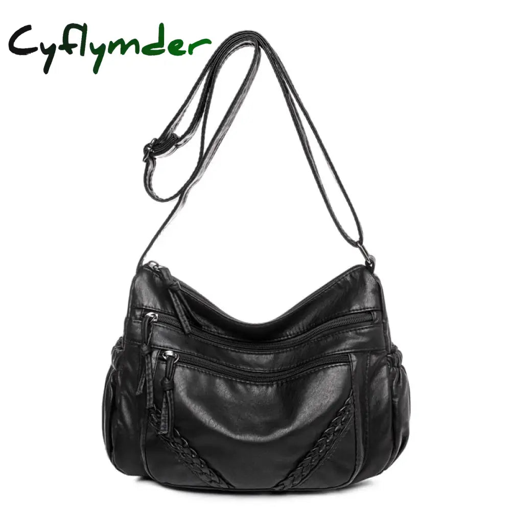 Cyflymder Luxury Shoulder Bags For Women Vintage Messenger Bag Soft Pu Leather Crossbody Brown