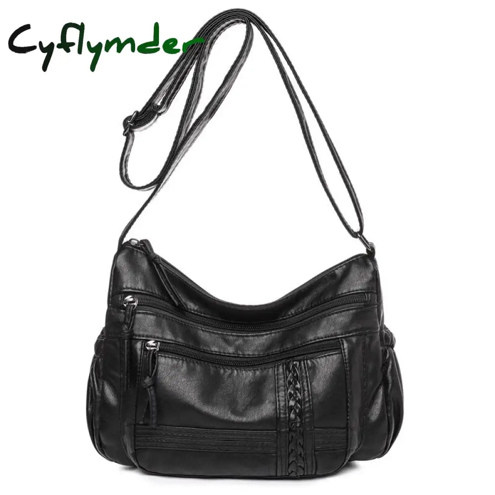 Cyflymder Luxury Shoulder Bags For Women Vintage Messenger Bag Soft Pu Leather Crossbody Brown