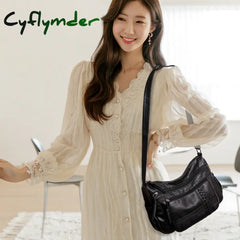 Cyflymder Luxury Shoulder Bags For Women Vintage Messenger Bag Soft Pu Leather Crossbody Brown