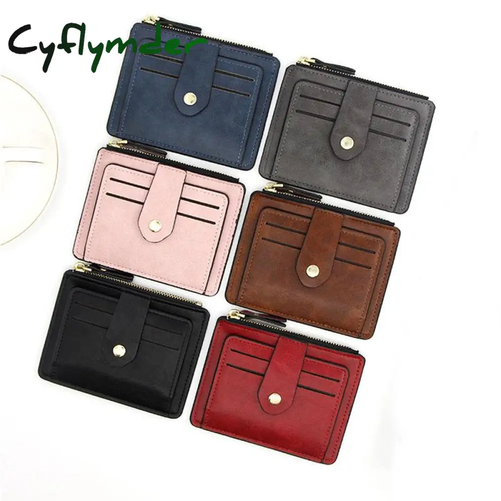 Cyflymder Luxury Small Men’s Credit Id Card Holder Wallet Male Slim Leather With Coin Pocket