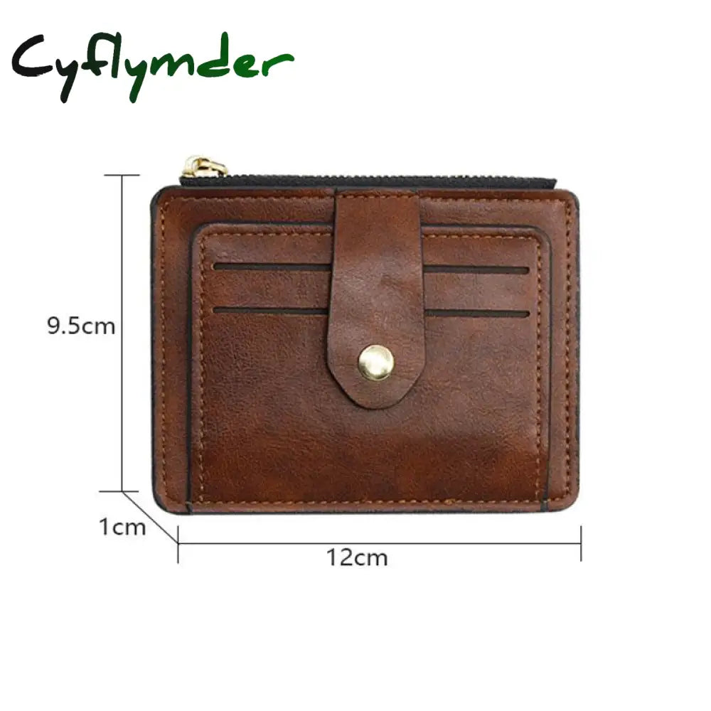 Cyflymder Luxury Small Men’s Credit Id Card Holder Wallet Male Slim Leather With Coin Pocket