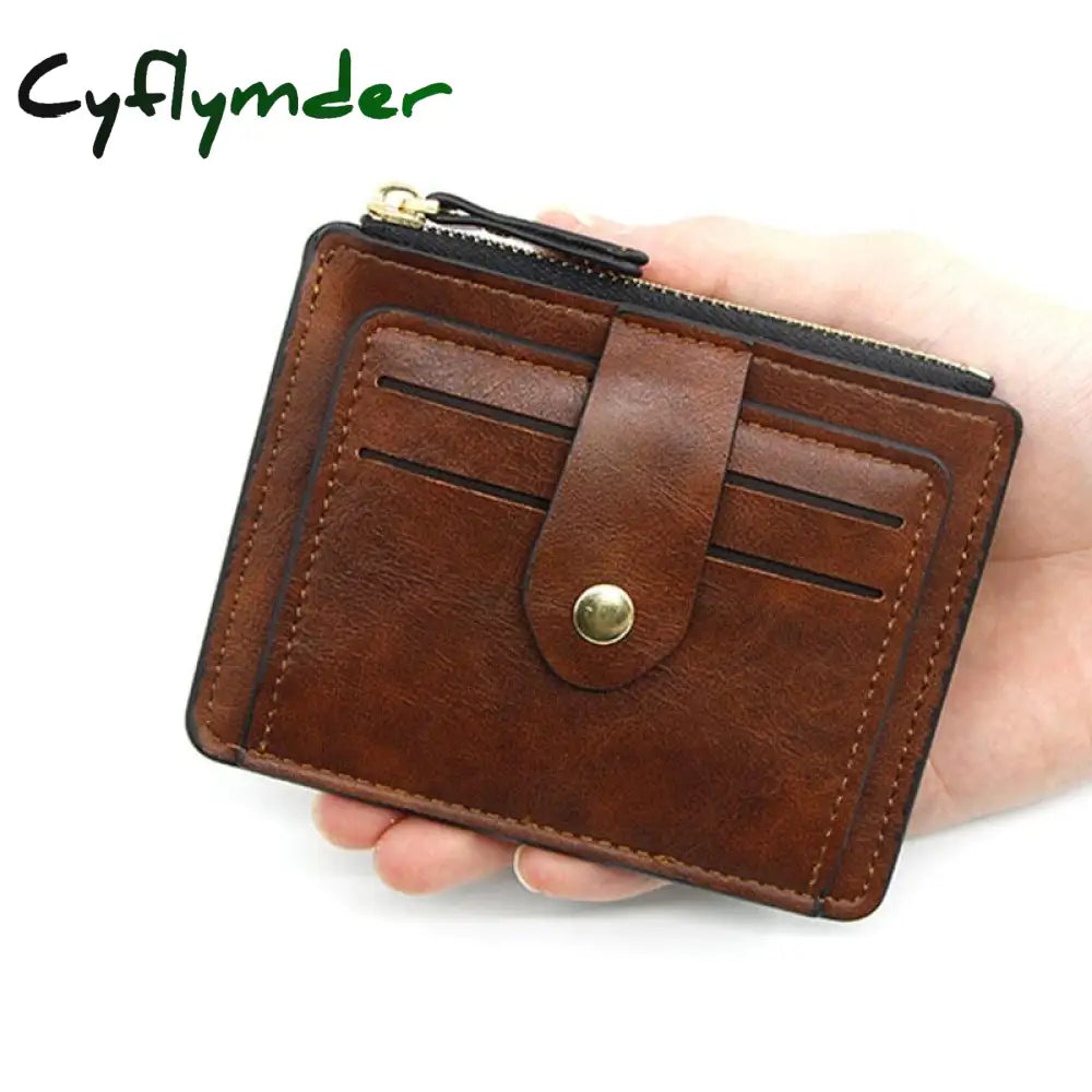 Cyflymder Luxury Small Men’s Credit Id Card Holder Wallet Male Slim Leather With Coin Pocket