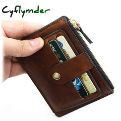 Cyflymder Luxury Small Men’s Credit Id Card Holder Wallet Male Slim Leather With Coin Pocket