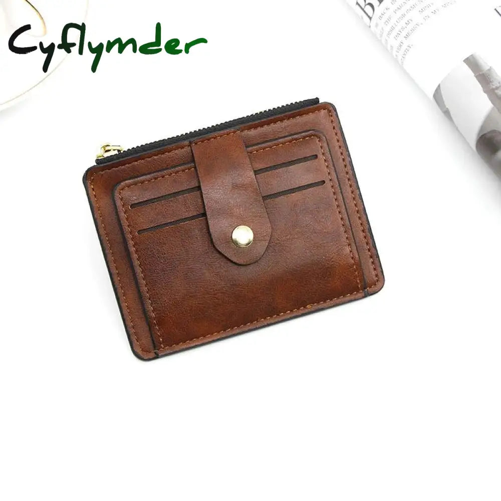 Cyflymder Luxury Small Men’s Credit Id Card Holder Wallet Male Slim Leather With Coin Pocket