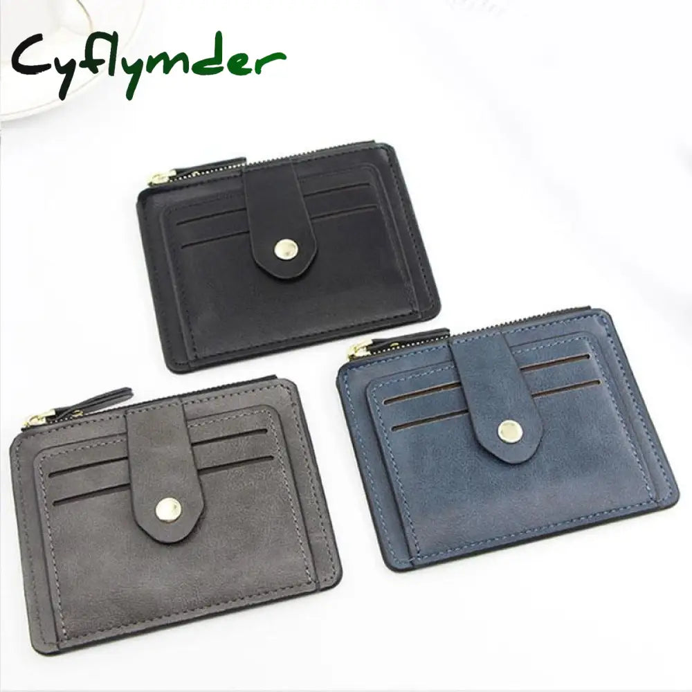 Cyflymder Luxury Small Men’s Credit Id Card Holder Wallet Male Slim Leather With Coin Pocket