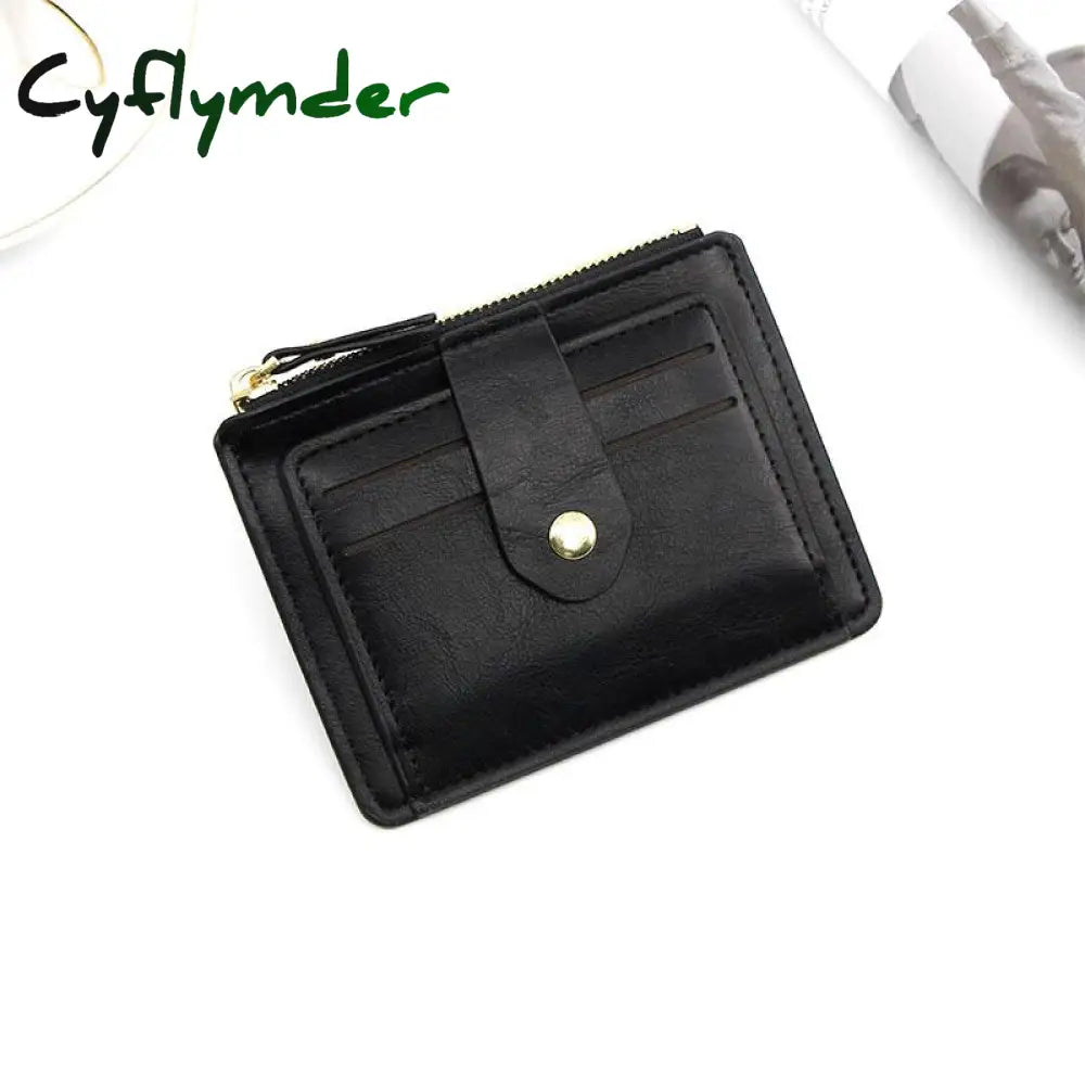 Cyflymder Luxury Small Men’s Credit Id Card Holder Wallet Male Slim Leather With Coin Pocket