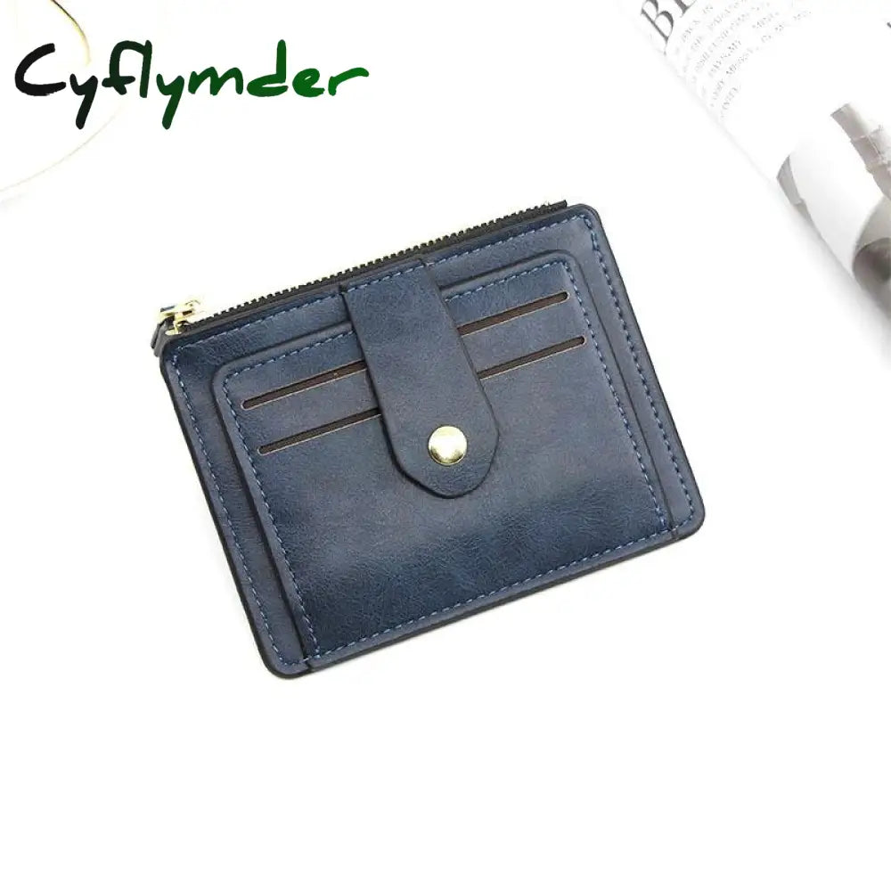 Cyflymder Luxury Small Men’s Credit Id Card Holder Wallet Male Slim Leather With Coin Pocket