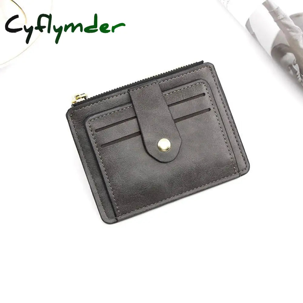 Cyflymder Luxury Small Men’s Credit Id Card Holder Wallet Male Slim Leather With Coin Pocket