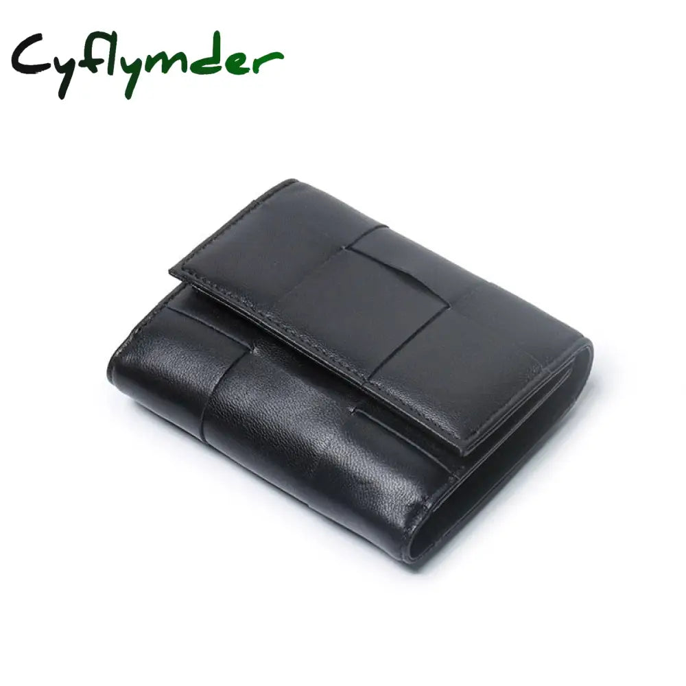 Cyflymder Luxury Women Wallets Genuine Leather Card Holders Handmade Woven Money Clip Coin Purse