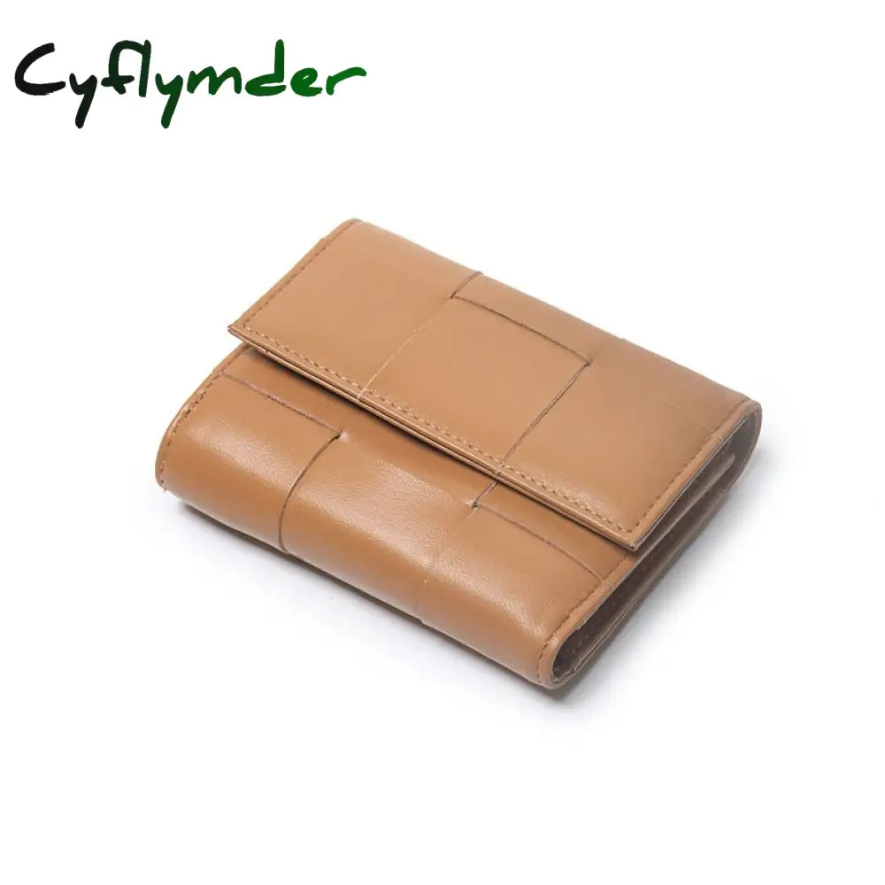 Cyflymder Luxury Women Wallets Genuine Leather Card Holders Handmade Woven Money Clip Coin Purse