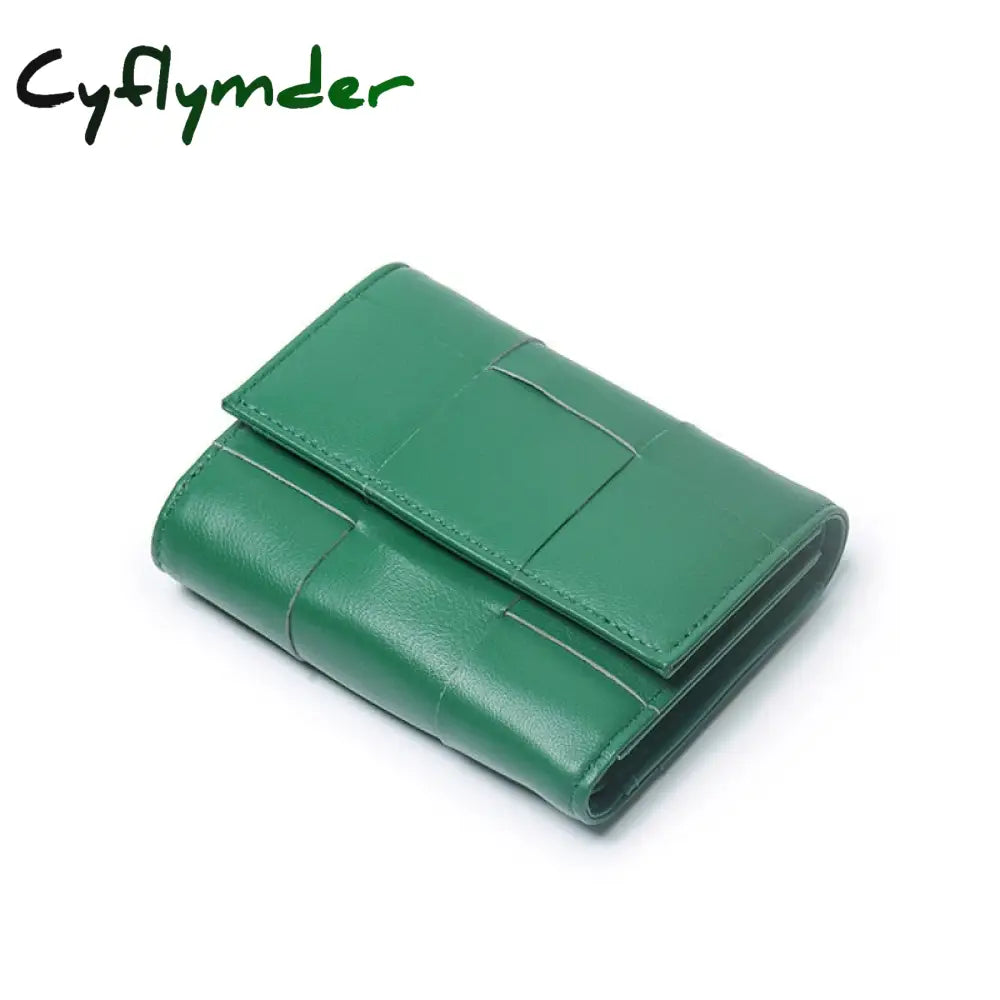 Cyflymder Luxury Women Wallets Genuine Leather Card Holders Handmade Woven Money Clip Coin Purse