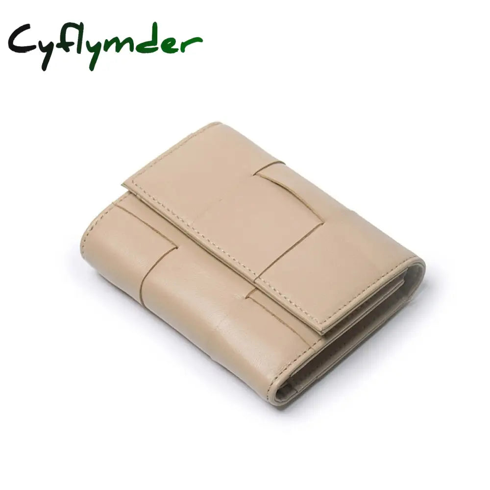 Cyflymder Luxury Women Wallets Genuine Leather Card Holders Handmade Woven Money Clip Coin Purse