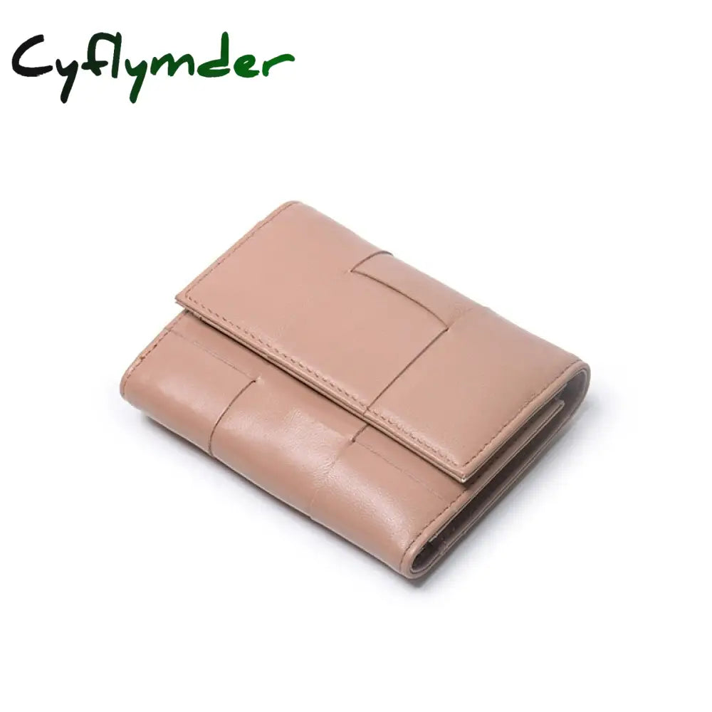 Cyflymder Luxury Women Wallets Genuine Leather Card Holders Handmade Woven Money Clip Coin Purse