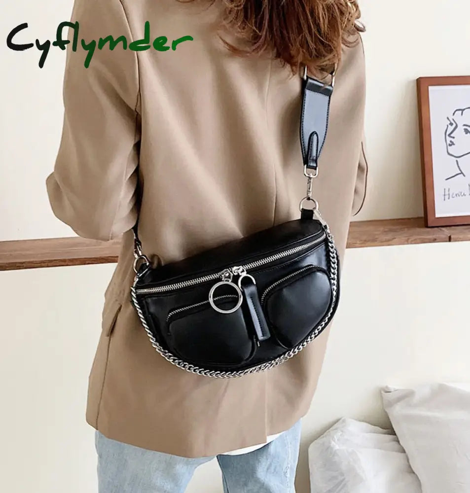 Cyflymder Luxury Women’s Waist Bag Fanny Pack Fashion Pu Leather Crossbody Bags High Quality