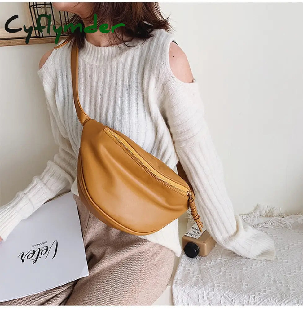 Cyflymder Luxury Women’s Waist Bag Fanny Pack Fashion Pu Leather Crossbody Bags High Quality