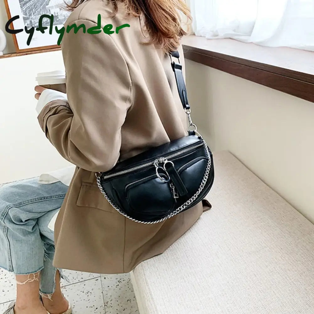 Cyflymder Luxury Women’s Waist Bag Fanny Pack Fashion Pu Leather Crossbody Bags High Quality